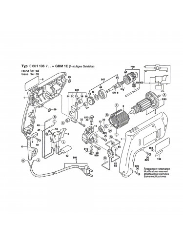 Vue éclatée Bosch GBM1RE 0601136761 #01