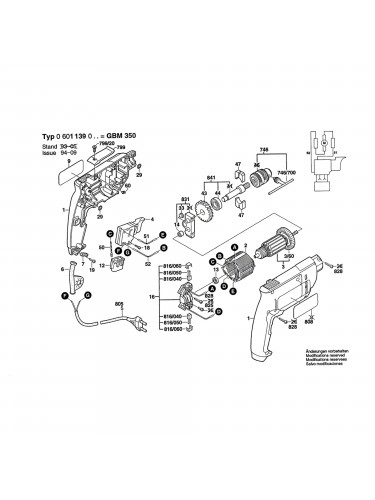 Vue éclatée Bosch GBM350 0601139061 #01