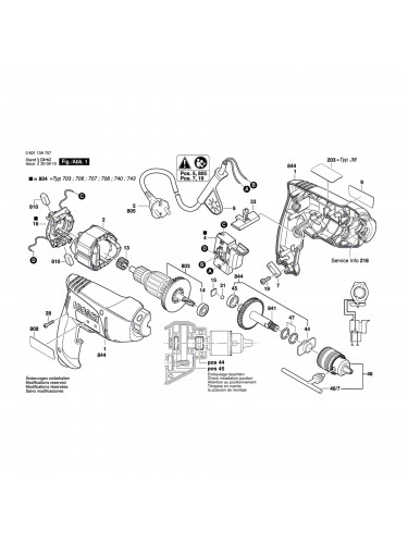 Vue éclatée Bosch GBM350RE 060113A703 #01