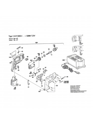 Vue éclatée Bosch GBM7,2V 0601920223 #01