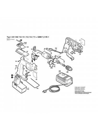 Vue éclatée Bosch GBM7,2VE-1 0601932770 #01
