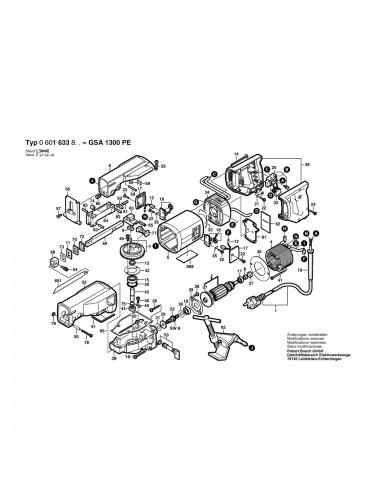 Vue éclatée Bosch GSA1300PE 0601633803 #01