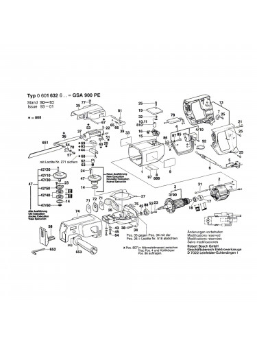 Vue éclatée Bosch GSA900PE 0601632603 #01