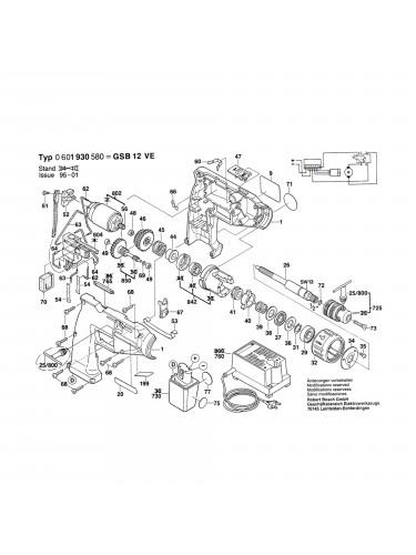 Vue éclatée Bosch GSB12VE 0601930580 #01