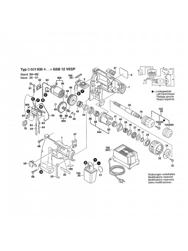Vue éclatée Bosch GSB12VESP 0601930403 #01
