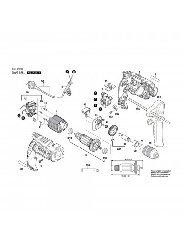 Vue éclatée Bosch GSB13RE 3601B17100 #01