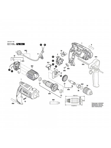 Vue éclatée Bosch GSB13RE 3601B17107 #01