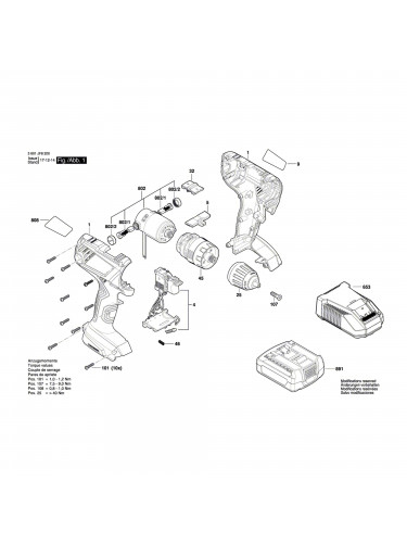 Vue éclatée Bosch GSB140-LI 3601JF8200 #01
