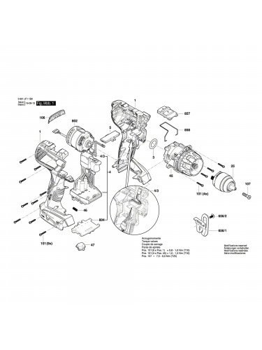 Vue éclatée Bosch GSB14,4VE-EC 3601JF1280 #01