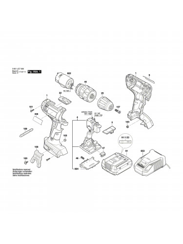 Vue éclatée Bosch GSB18-2-LI 3601JD2300 #01