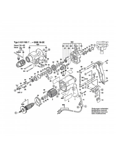 Vue éclatée Bosch GSB18-2E 0601185703 #01