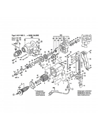 Vue éclatée Bosch GSB18-2RE 0601185503 #01