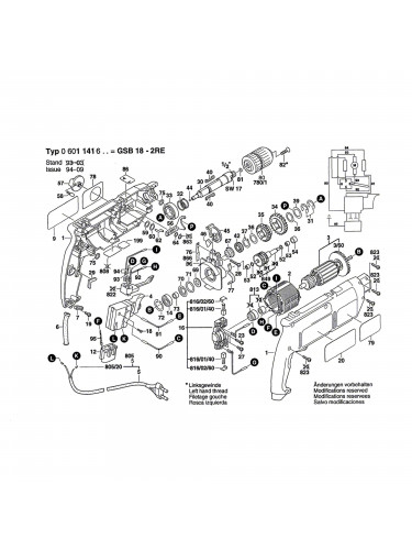 Vue éclatée Bosch GSB2-650RE 0601141692 #01