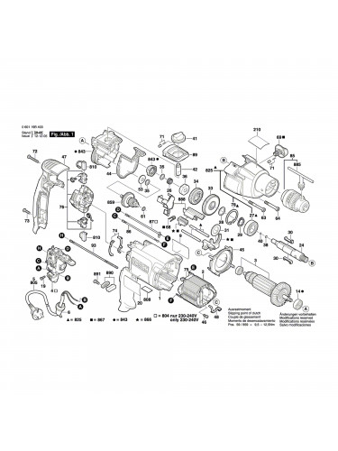 Vue éclatée Bosch GSB20-2RE 060119B403 #01
