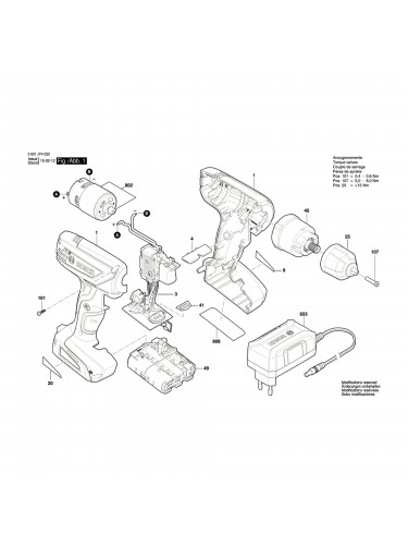 Vue éclatée Bosch GSR1000 3601JF4020 #01