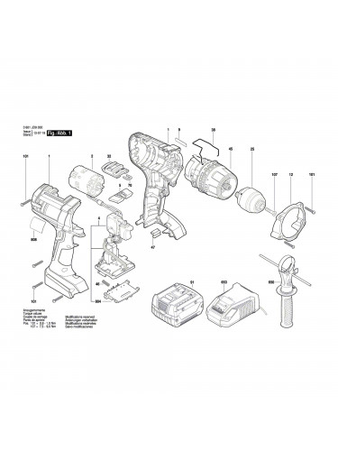 Vue éclatée Bosch GSR14,4VE-2-LI 3601JD9000 #01
