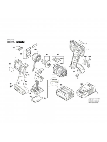Vue éclatée Bosch GSR18V-ECFC2 3601JE1100 #01