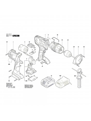 Vue éclatée Bosch GSR18VE-2-LI 3601JD9100 #01