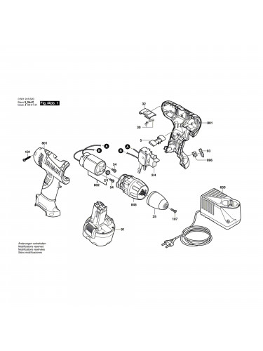Vue éclatée Bosch GSR9,6V 0601916620 #01