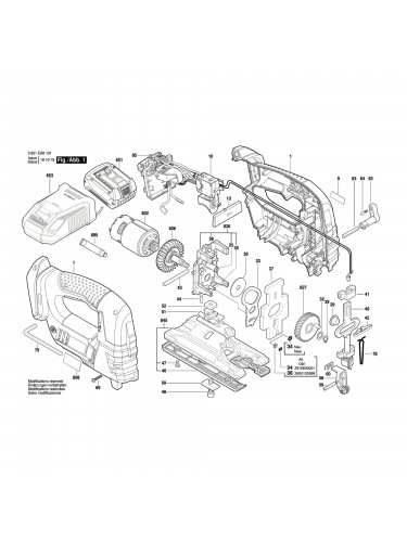 Vue éclatée Bosch GST18V-LIB 3601EA6101 #01