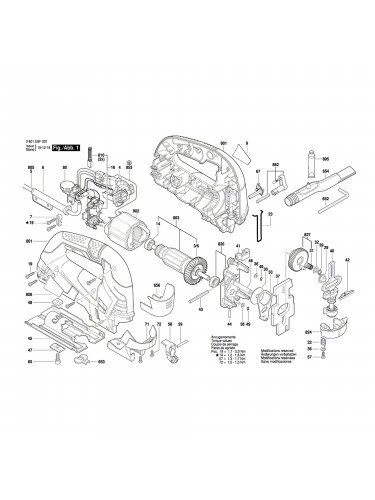 Vue éclatée Bosch GST90BE 3601E8F001 #01