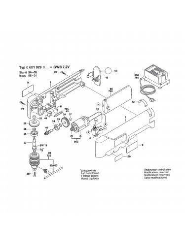 Vue éclatée Bosch GWB7,2V 0601929023 #01