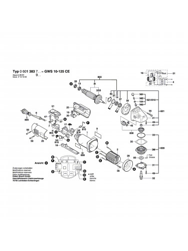 Vue éclatée Bosch GWS10-125CE 0601383903 #01