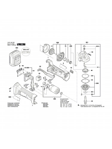 Vue éclatée Bosch GWS18-125V-LI 3601J3A301 #01