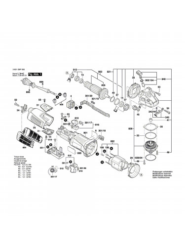 Vue éclatée Bosch GWS19-125CIE 3601G9P001 #01
