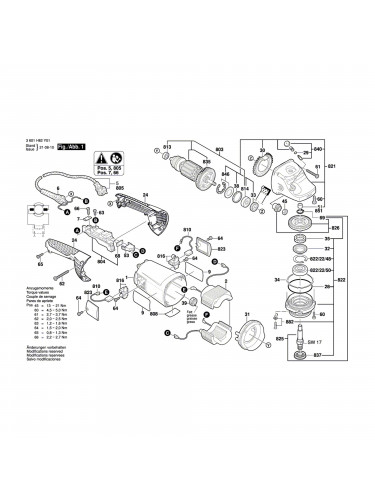 Vue éclatée Bosch GWS22-230H 3601H82Y01 #01
