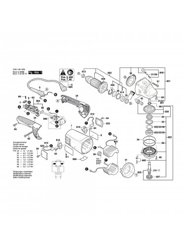 Vue éclatée Bosch GWS22-230JH 3601H82M05 #01