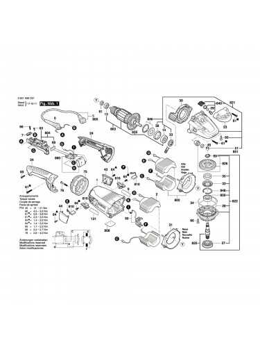 Vue éclatée Bosch GWS22-230LVI 3601H91C01 #01