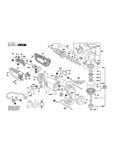 Vue éclatée Bosch GWS24-230JVX 3601H64U07 #01