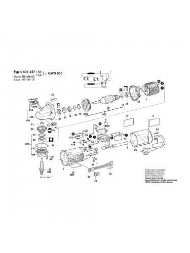 Vue éclatée Bosch GWS650 0601347158 #01