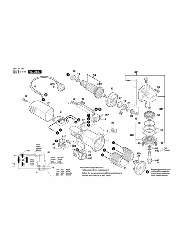 Vue éclatée Bosch GWS850C 06013777AE #01