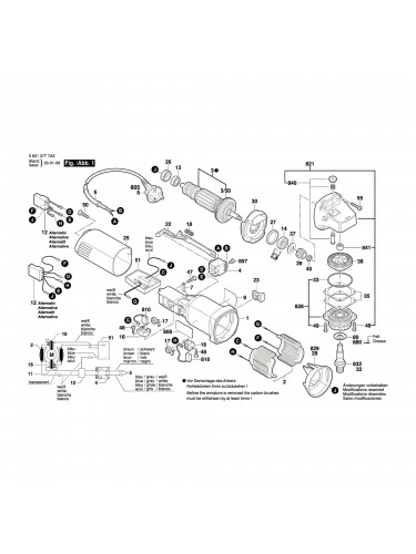 Vue éclatée Bosch GWS850CE 06013787AB #01