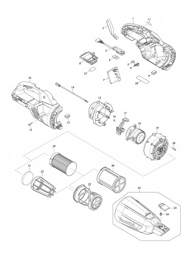 Vue éclatée Makita CL001G#01
