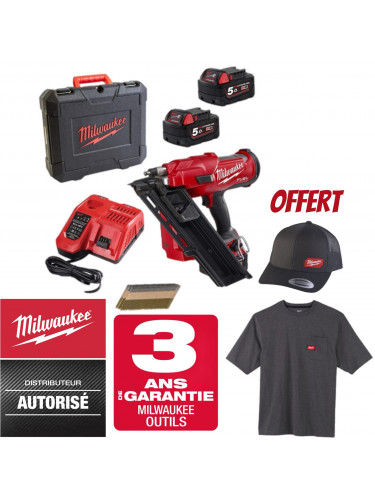 PACK MACHINES MILWAUKEE CLOUEUR DE CHARPENTE 34° + 19 800 CLOUS M18 FFN-502CA LOT CLOUEUR 4933493924