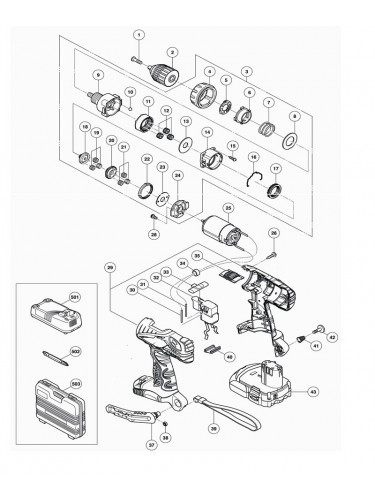 PIECES DETACHEES PERCEUSES VISSEUSES HITACHI DS18DFL