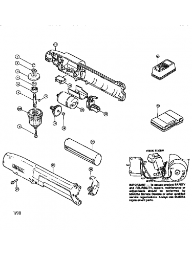 PIECES DETACHEES PERCEUSE D'ANGLE SANS FIL MAKITA DA391DW