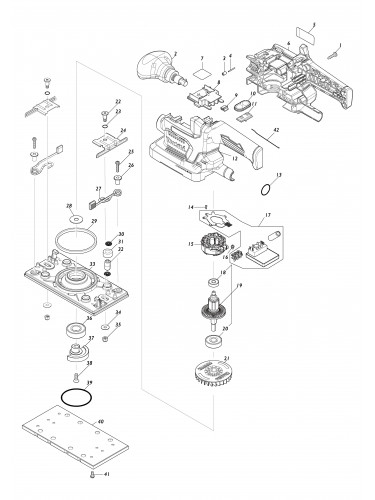 Vue éclatée Makita DBO382#01
