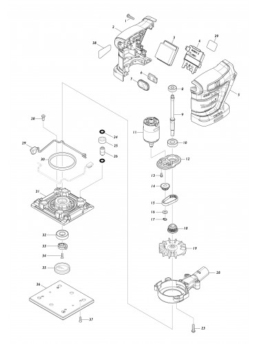 Vue éclatée Makita DBO480#01