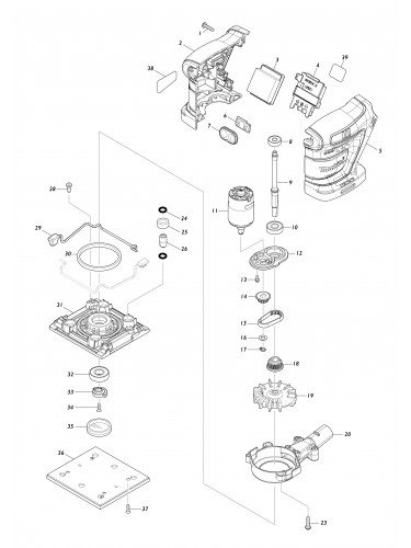 Vue éclatée Makita DBO481#01