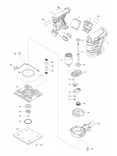 Vue éclatée Makita DBO482#01