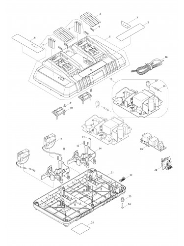 Vue éclatée Makita DC18RD#01