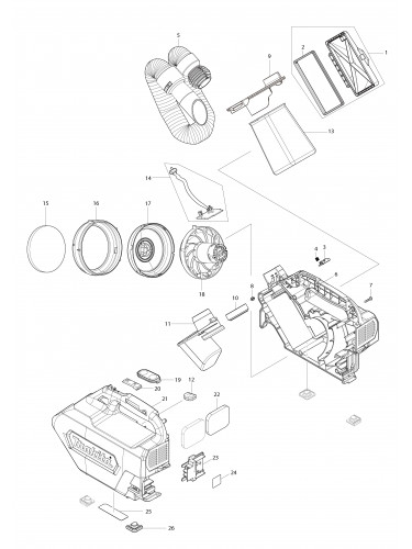 Vue éclatée Makita DCL184#01