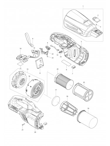 Vue éclatée Makita DCL280F#01