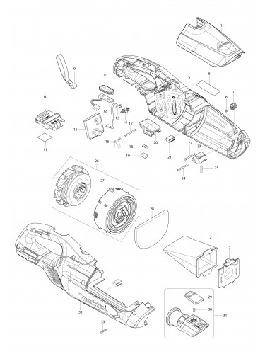 Vue éclatée Makita DCL282F#01