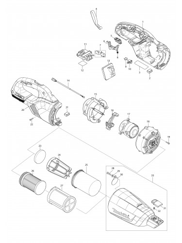 Vue éclatée Makita DCL283F#01