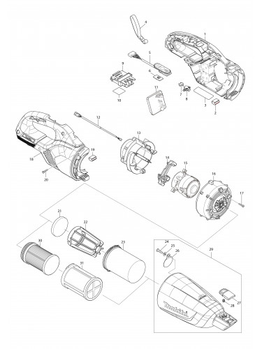 Vue éclatée Makita DCL284F#01